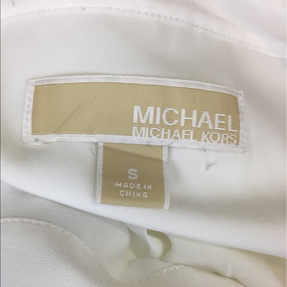 [Michael Kors] White Blouse w Gold Pocket Zippers - Picture 7 of 8